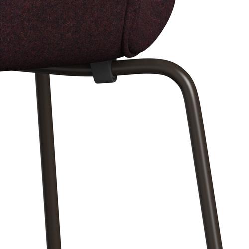 Fritz Hansen 3107 Chair Full Upholstery, Brown Bronze/Divina Md Wine Red