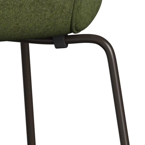 Fritz Hansen 3107 Stuhl Vollpolsterung, Braun Bronze/Divina Md Wintergrün