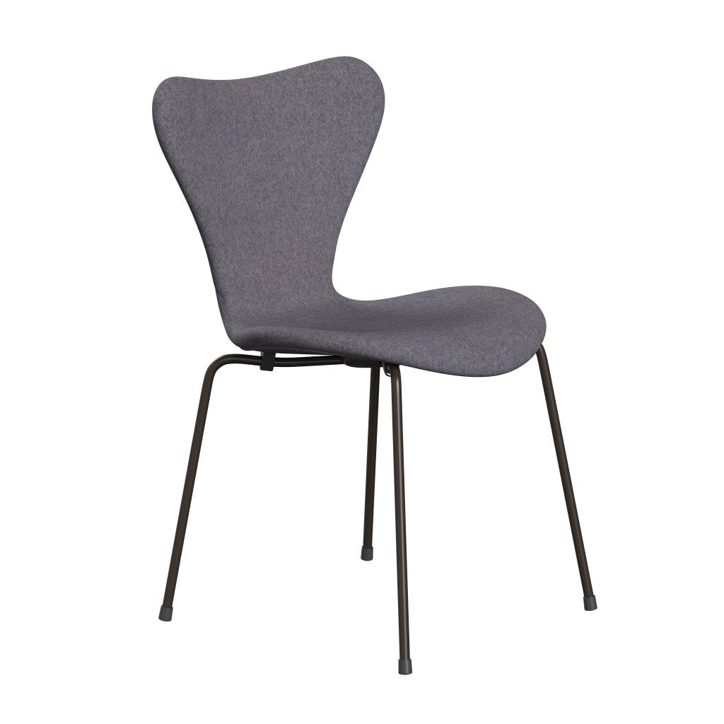 Fritz Hansen 3107 chaise complète complète, bronze marron / divina md gris bleu doux