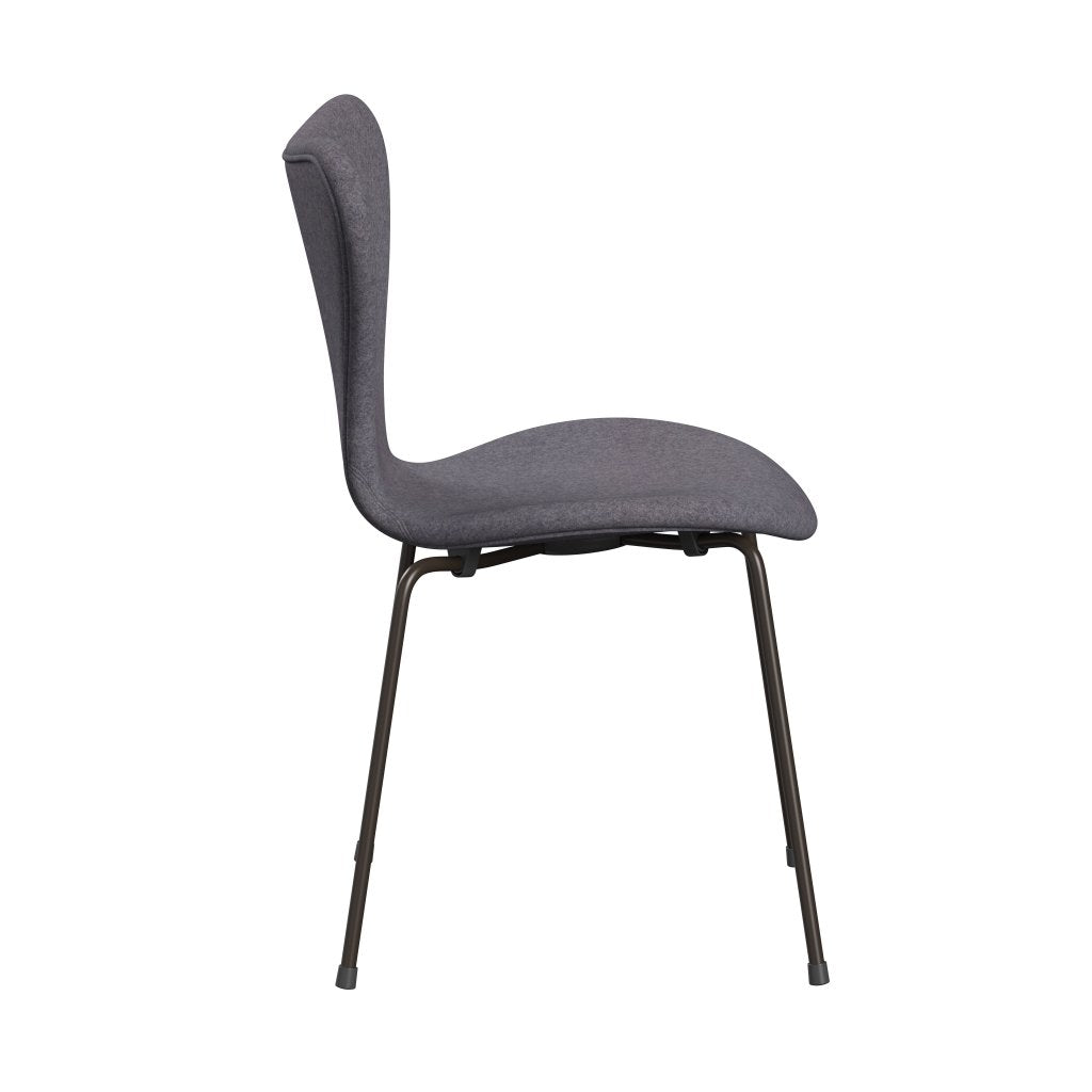 Fritz Hansen 3107 stoel Volledige bekleding, bruin brons/divina md soft blauw grijs