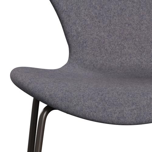 Fritz Hansen 3107 chaise complète complète, bronze marron / divina md gris bleu doux