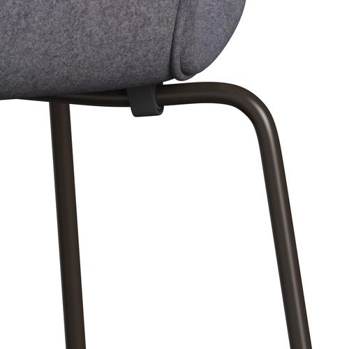 Fritz Hansen 3107 stoel Volledige bekleding, bruin brons/divina md soft blauw grijs