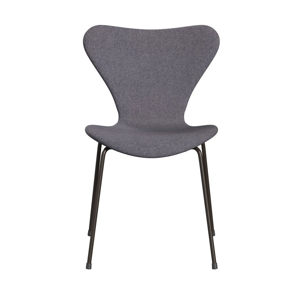 Fritz Hansen 3107 stoel Volledige bekleding, bruin brons/divina md soft blauw grijs