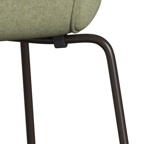 Fritz Hansen 3107 stoel Volledige bekleding, bruin brons/divina md zacht groen