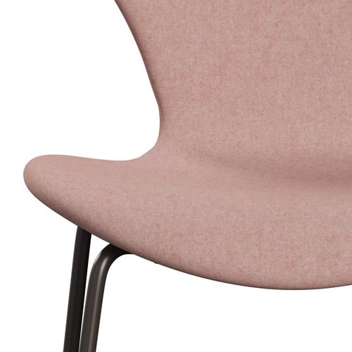 Fritz Hansen 3107 stol full møbeltrekk, brun bronse/divina md myk rosa