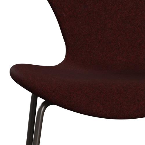 Fritz Hansen 3107 Chair Full Upholstery, Brown Bronze/Divina Melange Burgundy