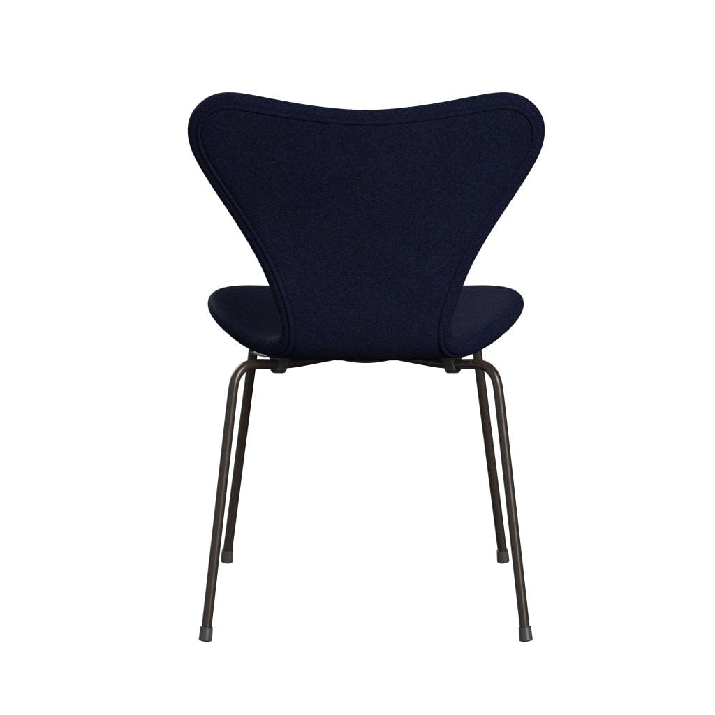 Fritz Hansen 3107 chaise complète complète, bronze brun / divina melange bleu foncé