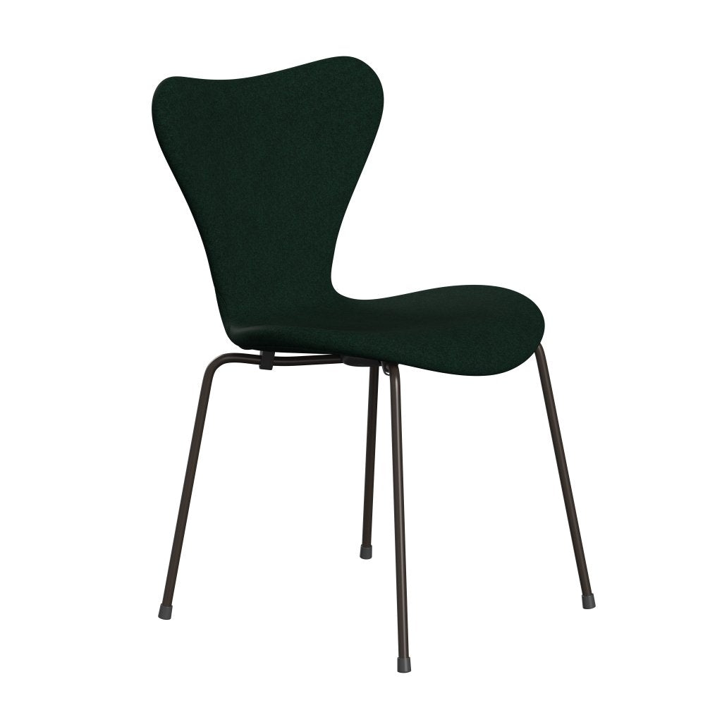 Fritz Hansen 3107 chaise complète complète, bronze brun / divina mélange vert foncé