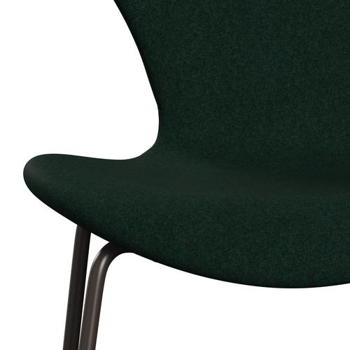 Fritz Hansen 3107 chaise complète complète, bronze brun / divina mélange vert foncé