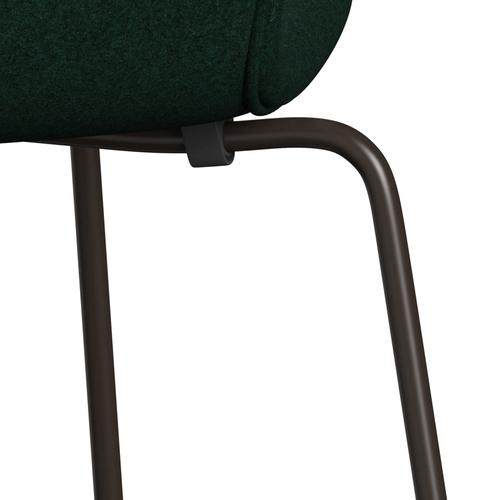 Fritz Hansen 3107 chaise complète complète, bronze brun / divina mélange vert foncé