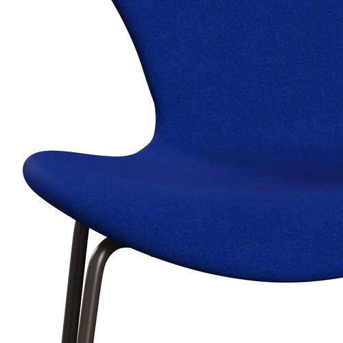 Fritz Hansen 3107 chaise complète complète, bronze marron / divina melange électrique bleu