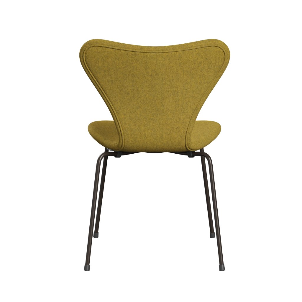 Fritz Hansen 3107 Chair Full Upholstery, Brown Bronze/Divina Melange Yellow