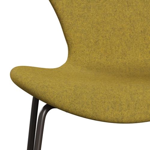 Fritz Hansen 3107 chaise complète complète, bronze brun / divina melange jaune