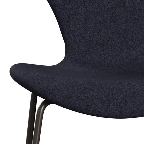 Fritz Hansen 3107 Silla tapicería completa, bronce marrón/divina melange gris/morado