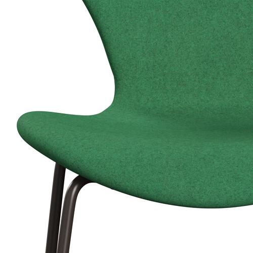 Fritz Hansen 3107 Silla tapicería completa, bronce marrón/Divina Melange Green