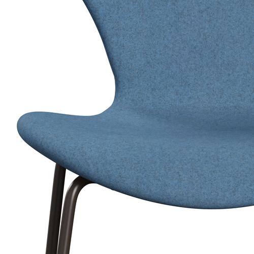 Fritz Hansen 3107 chaise complète complète, bronze marron / divina melange bleu clair