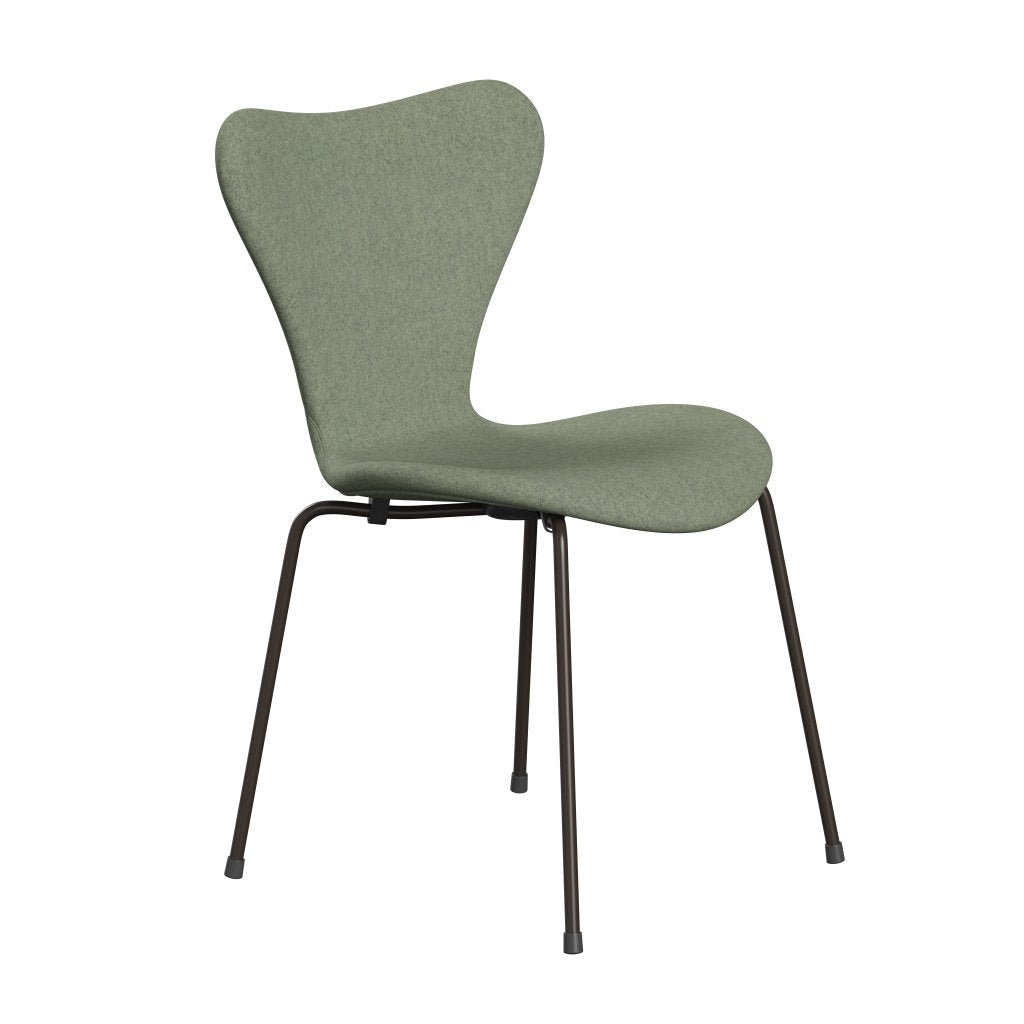 Fritz Hansen 3107 stoel Volledige bekleding, bruin brons/divina melange lichtgroen