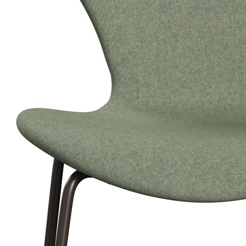 Fritz Hansen 3107椅子完整的内饰，棕色青铜/Divina Melange Light Green