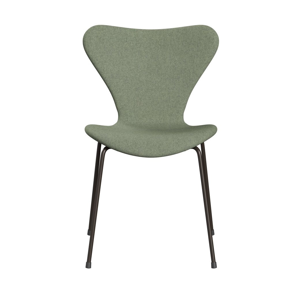 Fritz Hansen 3107 chaise complète complète, bronze brun / divina mélange vert clair