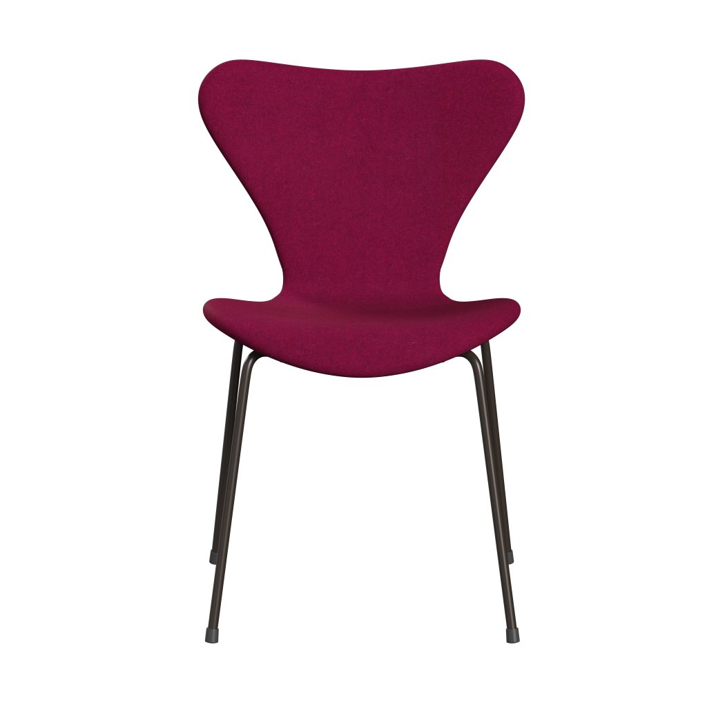 Fritz Hansen 3107 Stuhl Vollpolsterung, Braun Bronze/Divina Melange Lipstick Pink