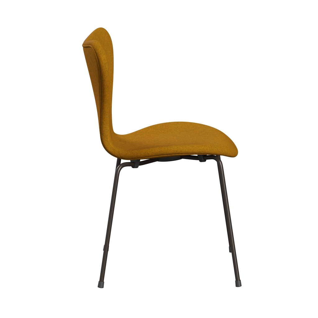 Fritz Hansen 3107 Silla tapicería completa, bronce marrón/divina melange ocre amarillo