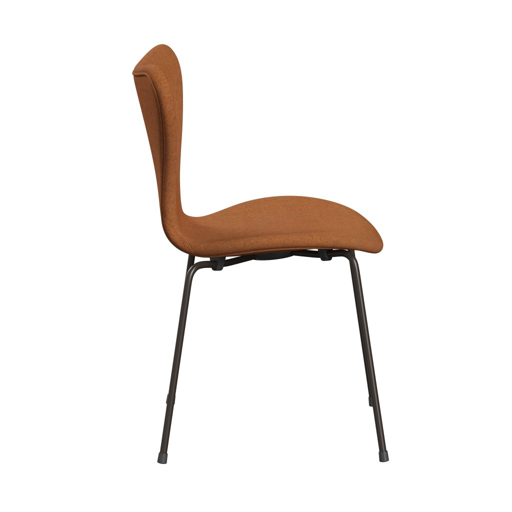 Fritz Hansen 3107 stoel Volledige bekleding, bruin brons/divina melange oranje licht