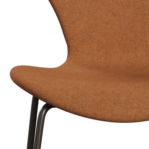 Fritz Hansen 3107 chaise complète complète, bronze brun / divina melange orange lumière