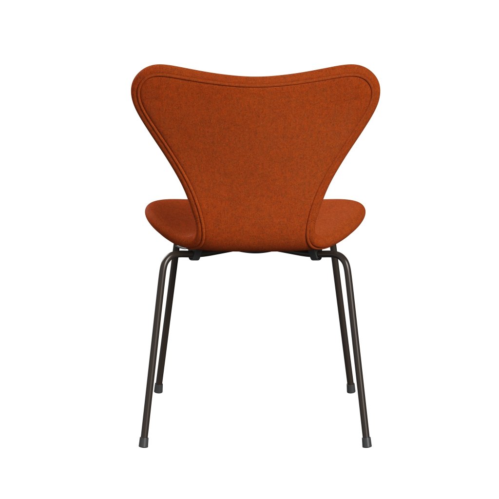 Fritz Hansen 3107 Silla tapicería completa, bronce marrón/divina melange naranja