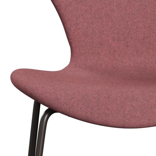 Fritz Hansen 3107 Stuhl Vollpolsterung, Braun Bronze/Divina Melange Pink