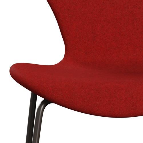 Fritz Hansen 3107 chaise complète complète, bronze brun / divina melange rouge