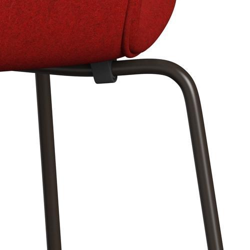 Fritz Hansen 3107 sedia piena tappezzeria, bronzo marrone/divina melange rosso