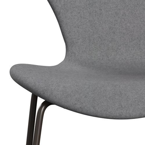 Fritz Hansen 3107 chaise complète complète, bronze brun / divina melange stone gris