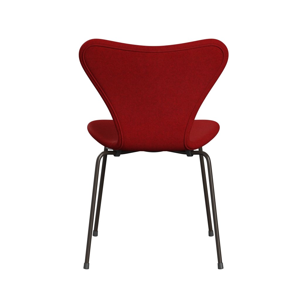 Fritz Hansen 3107 chaise pleine d'ameublement, bronze brun / divina melange rouge foncé