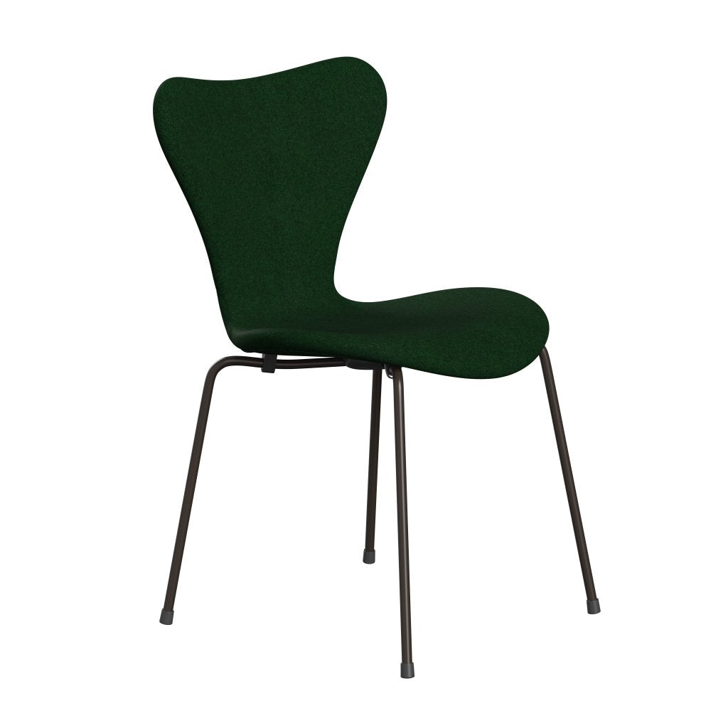 Fritz Hansen 3107 chaise complète complète, bronze brun / divina melange forestier vert