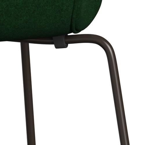 Fritz Hansen 3107 chaise complète complète, bronze brun / divina melange forestier vert