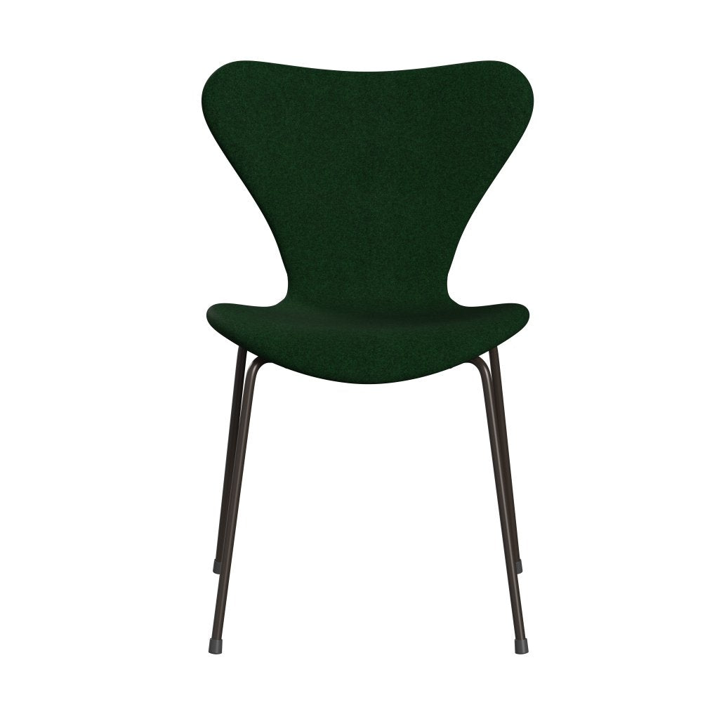 Fritz Hansen 3107 chaise complète complète, bronze brun / divina melange forestier vert