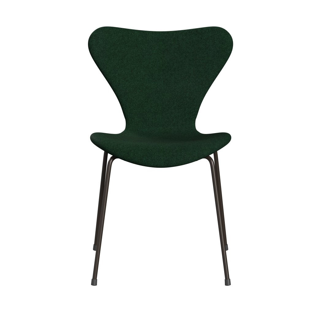 Fritz Hansen 3107 Silla tapicería completa, bronce marrón/divina melange cálido verde oscuro oscuro