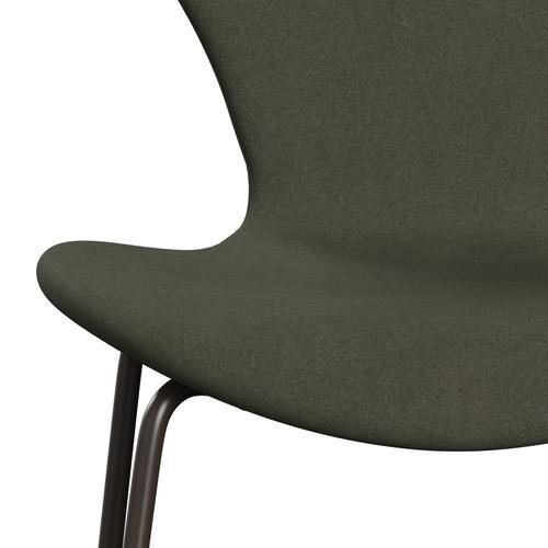 Fritz Hansen 3107 chaise complète complète, bronze brun / divina Green militaire