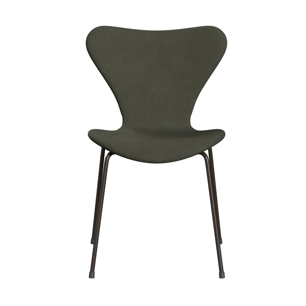 Fritz Hansen 3107 sedia piena rivestimento, bronzo marrone/divina verde militare