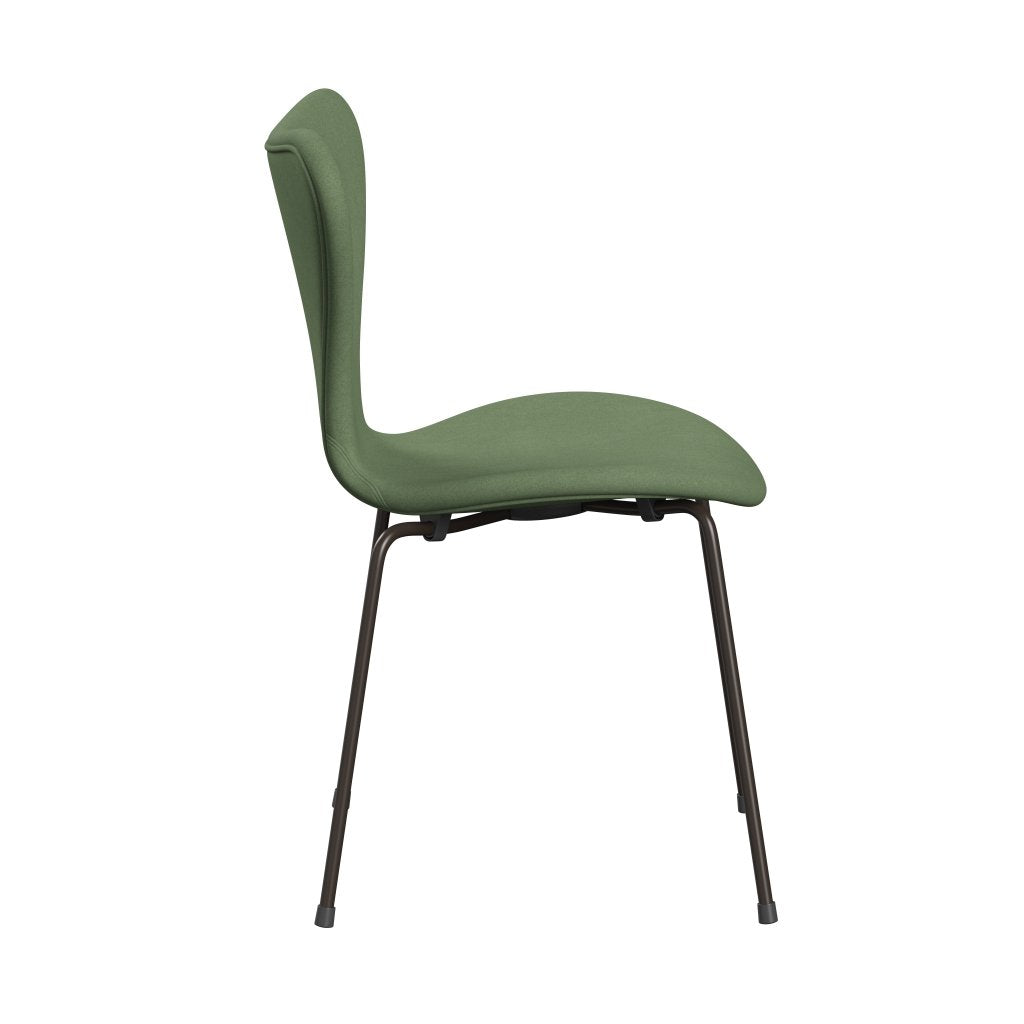 Fritz Hansen 3107 Chair Full Upholstery, Brown Bronze/Divina Olive Green