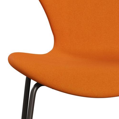 Fritz Hansen 3107 Chair Full Upholstery, Brown Bronze/Divina Orange (Div444)