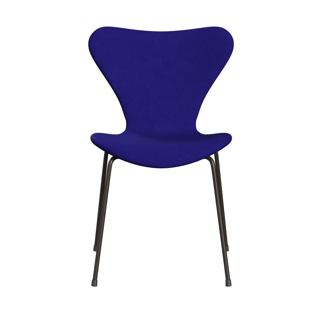 Fritz Hansen 3107 Silla tapicería completa, bronce marrón/gasolina Divina azul