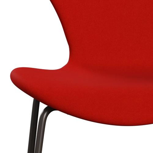 Fritz Hansen 3107 Stuhl Vollpolsterung, Braun Bronze/Divina Rot (Div562)