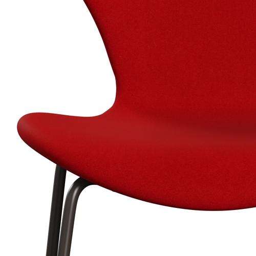 Fritz Hansen 3107 chaise complète complète, bronze brun / Red Divina (Div623)