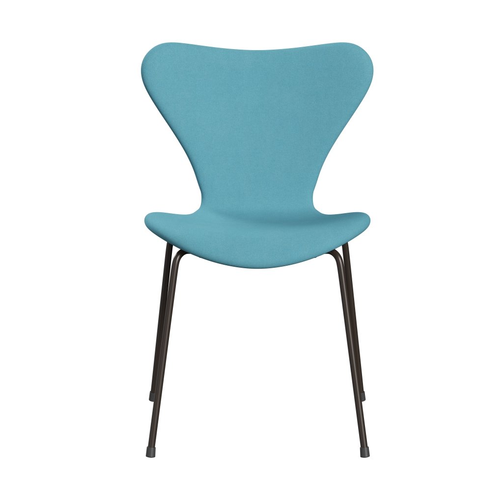 Fritz Hansen 3107 Stol fuld polstring, brun bronze/divina turkislys