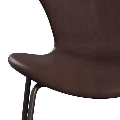 Fritz Hansen 3107 stol full møbeltrekk, brun bronse/omfavn sjokolade