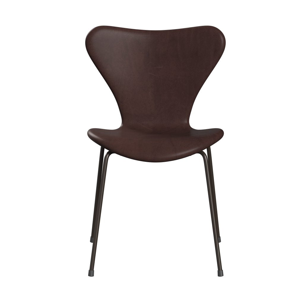 Fritz Hansen 3107 Stol Fuld polstring, brun bronze/omfavnelse af chokolade