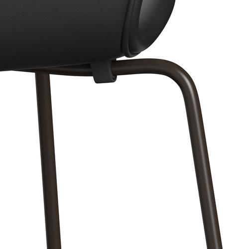 Fritz Hansen 3107 sedia piena rivestimento, bronzo marrone/nero essenziale