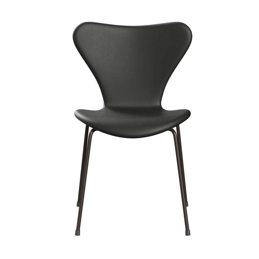 Fritz Hansen 3107 sedia piena rivestimento, bronzo marrone/nero essenziale