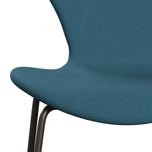 Fritz Hansen 3107 stol fuld polstring, brun bronze/berømmelse blå grøn